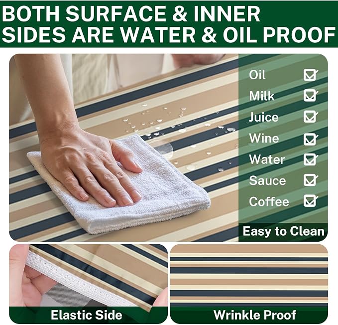 Picnic Table Cover with Bench Covers Elastic Edges, Mountain Camper Fitted Table Cover, Outdoor Patio Camping Essentials 72 Inch 3PCS, Waterproof Camping Fitted Tablecloth with Drawstring Bag