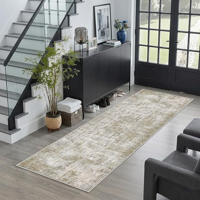 2x6 Abstract Kitchen Runner Rug Washable Non-Slip Bedroom Rugs | Non Slip Soft Rug Modern Abstract Indoor Floor Stain Resistant Carpet for Bedroom Dining Room Farmhouse Nursery Home Office