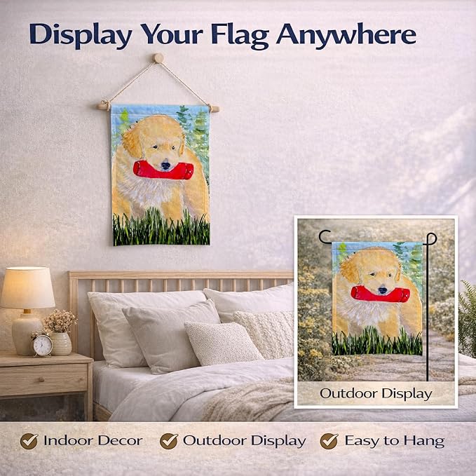 Caroline's Treasures SS8858GF Golden Retriever Garden Flag Mailbox Flag Decorative Yard Flag Banner Outside Patio Artwork Yard Flower Beds, Garden Size, Multicolor