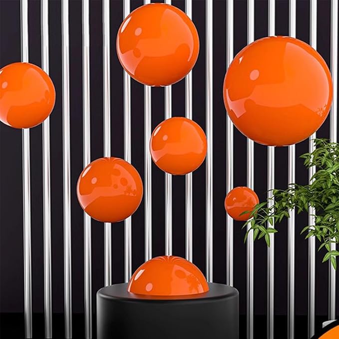 Gazing Globe Decor Ball, Hollow Gazing Ball, Seamless Stainless Steel Polished Reflective Smooth Mirror Garden Sphere Globe, Props of Photography, Garden Home Decor (Orange, Dia: 6 inch/15cm)
