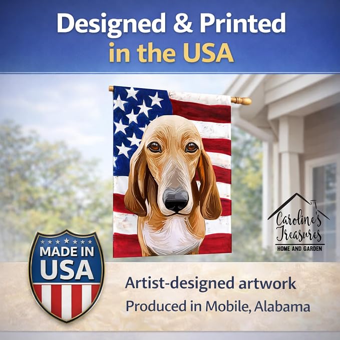 Caroline's Treasures CK6693CHF Schweizer Laufhund Dog American Flag House Flag Large Porch Sleeve Pole Decorative Outside Yard Banner Artwork Wall Hanging, Polyester, House Size, Multicolor