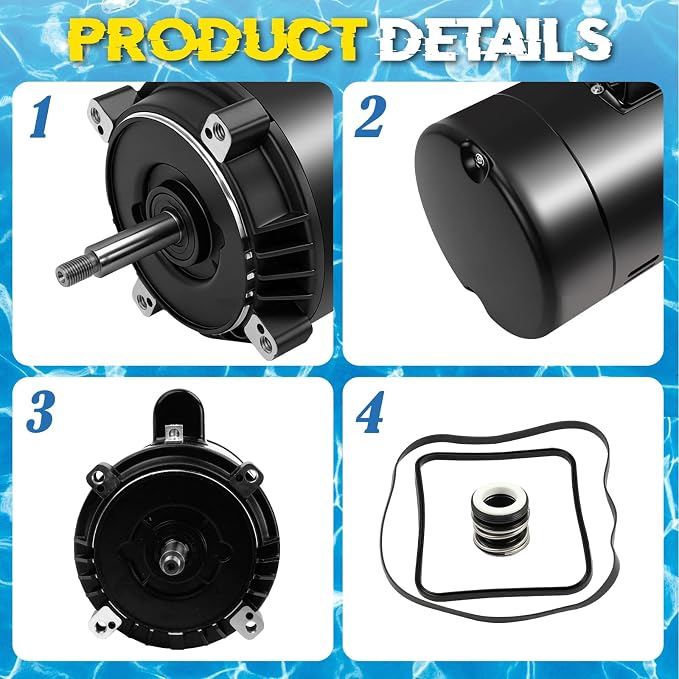 UST1202 Pool Pump Motor 2HP 56J Frame Fit for A.O. Smith SP2615X20 Pump | 56J Frame, 115/230V Dual Voltage, 3450 RPM, 1045 Steel Shaft, Swimming Pool Replacement Motor