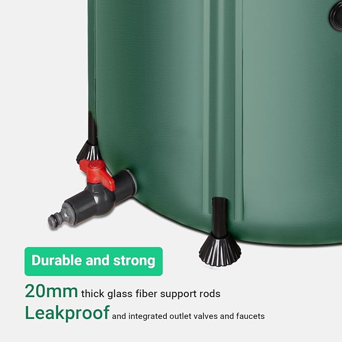 FAMIROSA 100 Gallon / 378L Collapsible Rain Barrel, Foldable PVC Rain Barrels to Collect Rainwater from Gutter, Portable Water Storage Tank Container with Spigot, Water Catcher Collector Green
