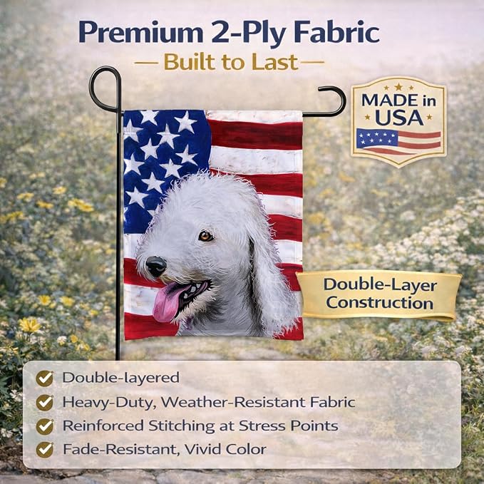 Caroline's Treasures CK6425GF Bedlington Terrier American Flag Garden Flag Mailbox Flag Decorative Yard Flag Banner Outside Patio Artwork Yard Flower Beds, Garden Size, Multicolor