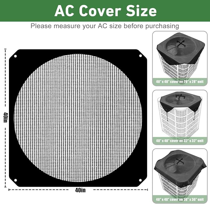 Central Air Conditioner Cover for Outside Winter, 40x40in Universal Air Conditioning Cover, Mesh and Oxford AC Covers for Outdoor Units with AC Stand