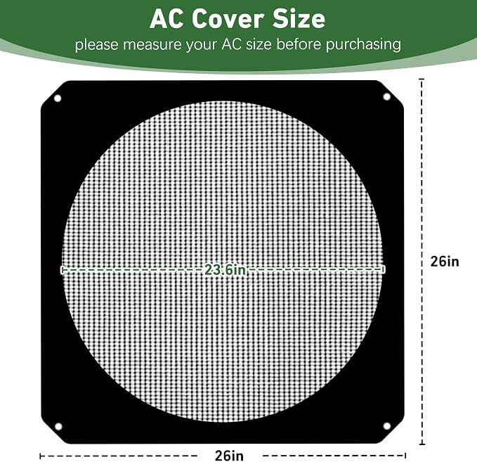 Central Air Conditioner Cover for Outside Winter, 26x26in Small Mesh and Oxford AC Covers for Outdoor Units, Universal Snow and Leaf Air Conditioning Cover