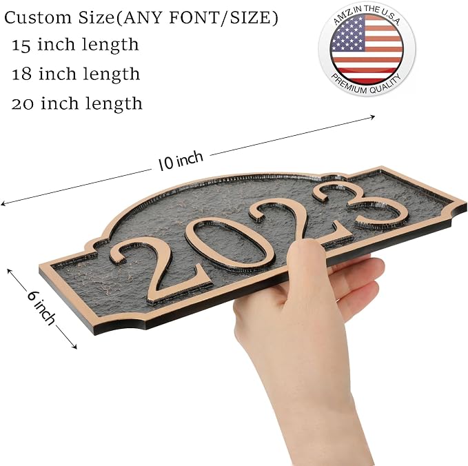 Personalized Address Sign LAWN MOUNTED - Custom House Number Sign Plaque,Address Plaque,House Numbers for Lawn Outside,Yard,Ground,Garden,Drive Way Free Standing with Stakes Metal (Golden)
