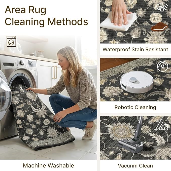 2x3 Area Rug Washable Vintage: Non Slip Throw Rugs for Entryway | Indoor Door Mat for Kitchen Soft Low Pile Thin Small Carpet for Hallway Bedroom Dining Room Home Office Decor
