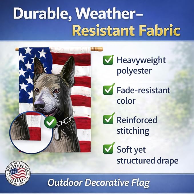 Caroline's Treasures CK6733CHF Taiwan Dog American Flag House Flag Large Porch Sleeve Pole Decorative Outside Yard Banner Artwork Wall Hanging, Polyester, House Size, Multicolor