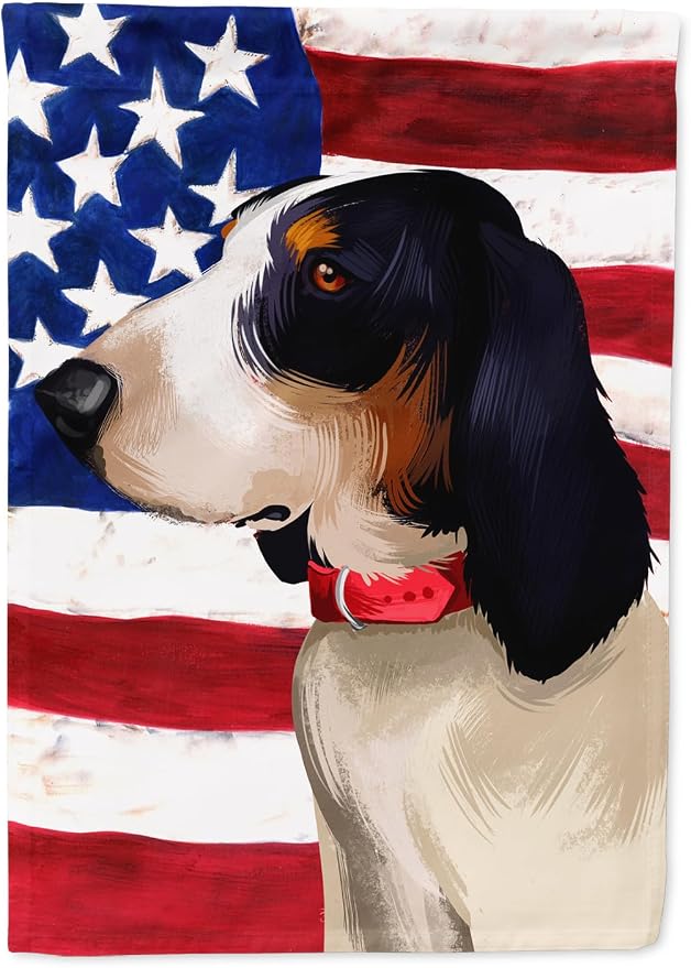Caroline's Treasures CK6407GF Ariegeois Dog American Flag Garden Flag Mailbox Flag Decorative Yard Flag Banner Outside Patio Artwork Yard Flower Beds, Garden Size, Multicolor