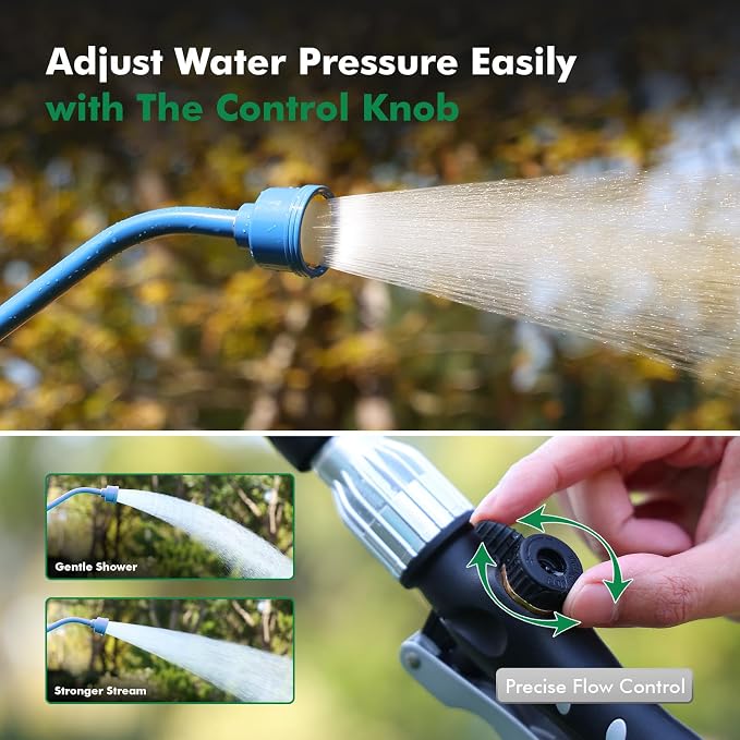 RESTMO Heavy Duty Full Metal 24 Inches Watering Wand, Gentle Soft Full Shower Sprayer Wand with Lockable Front Trigger, Hose Wand for Hanging Baskets, Shrubs, Plants, Flowers, Garden and Lawn, Blue