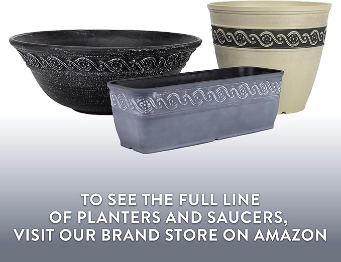 Classic Home and Garden Corinthian Resin Planter Pot - Outdoor & Indoor Plant Pot - Round Planter for Plants & Flowers (13" Storm Gray, Pack of 1)