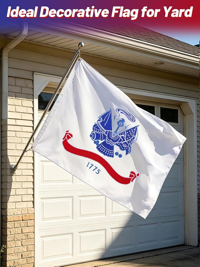 Double-Sided Embroidered Flags for Outside 3x5-210D Oxford Fabric Weatherproof Military Flags with 2 Brass Grommets for Garden Patio Decor, Gift for Veteran & Service Member (White)