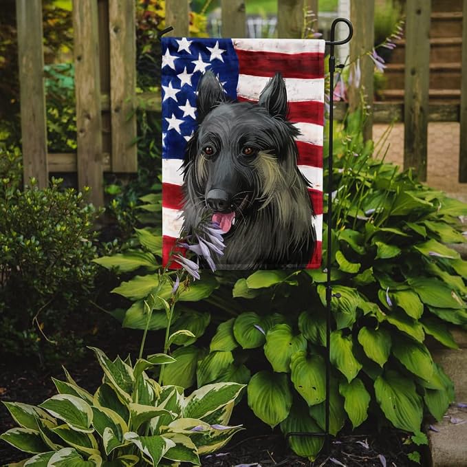 Caroline's Treasures CK6707GF Shiloh Shepherd Dog American Flag Garden Flag Mailbox Flag Decorative Yard Flag Banner Outside Patio Artwork Yard Flower Beds, Garden Size, Multicolor