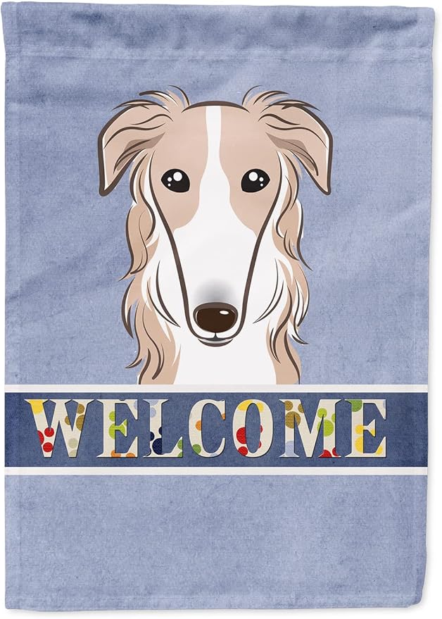 Caroline's Treasures BB1414GF Borzoi Welcome Garden Flag, Blue Mailbox Flag Decorative Yard Flag Banner Outside Patio Artwork Yard Flower Beds, Garden Size, Multicolor