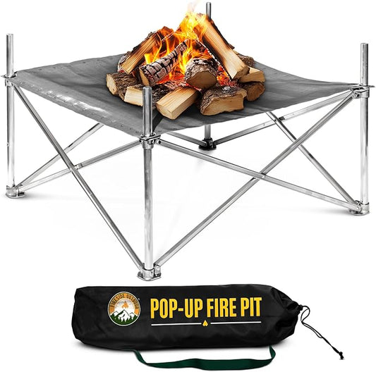 Fireside Outdoor Pop-Up Fire Pit 24" Ultra Lite Weighs 3.2 lbs - Folding FirePits for Outside, Outdoor Small Firepit Portable, Campfire Burn Pits, Camping Fire Pit Portable Holds 80 lbs of Firewood