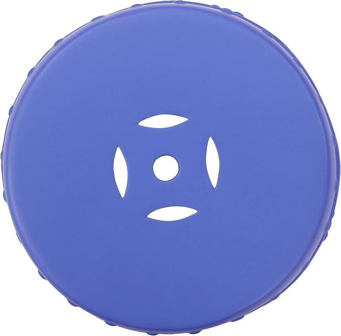JONATHAN Y Lucky Coins 16" Ceramic Garden Stool, Contemporary Matte Blue Cutout Interlocking Rings Drum Indoor/Outdoor Side Table and Plant Stand for Patio, Garden, Living Room TBL1022D