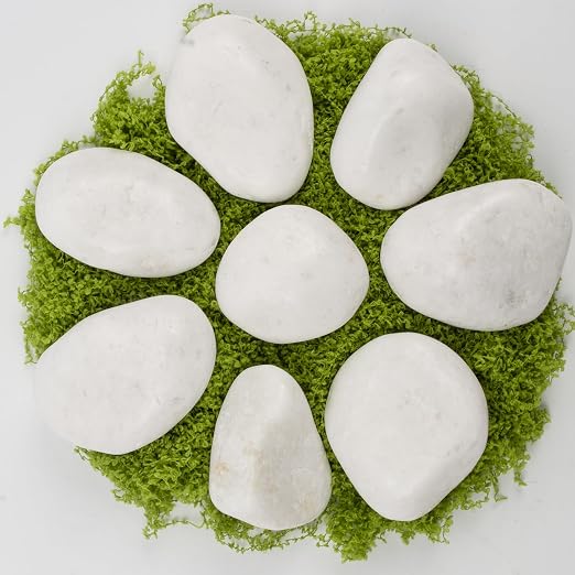 40 lbs White Polished Decorative Stones, 2-3 Inch Polished Rocks, Perfect for Outdoor Gardens, Pathways, Potted Plants, Vase Fillers, and Home Decor (Pure White, Weight: 40 LB)