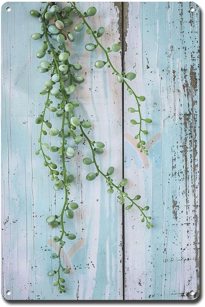 Metal Sign Tin Sign Vintage Wall Art Delicate String of Pearls Tin Sign for Vintage Paintings Shabby Chic Touch and Simple Beauty Admir Funny Bathroom Decor for Home Decor 8×12 Inches