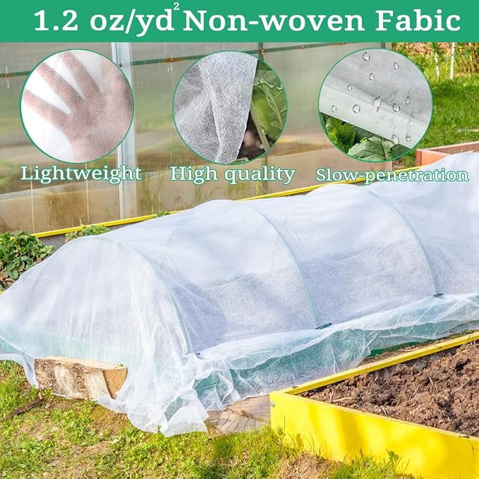Plant Covers Freeze Protection with Ultra Fine Mesh Reusable Floating Row Cover for Plants Vegetables Flowers Fruits Frost Sun Protection 1.2oz/yd² (8x33ft)