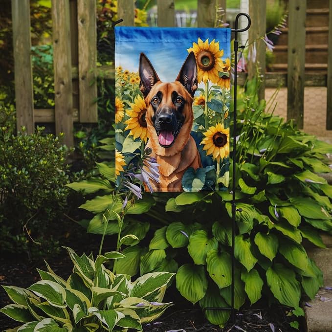 Caroline's Treasures DAC6022GF Belgian Malinois in Sunflowers Garden Flag Mailbox Flag Decorative Yard Flag Banner Outside Patio Artwork Yard Flower Beds, Garden Size, Multicolor
