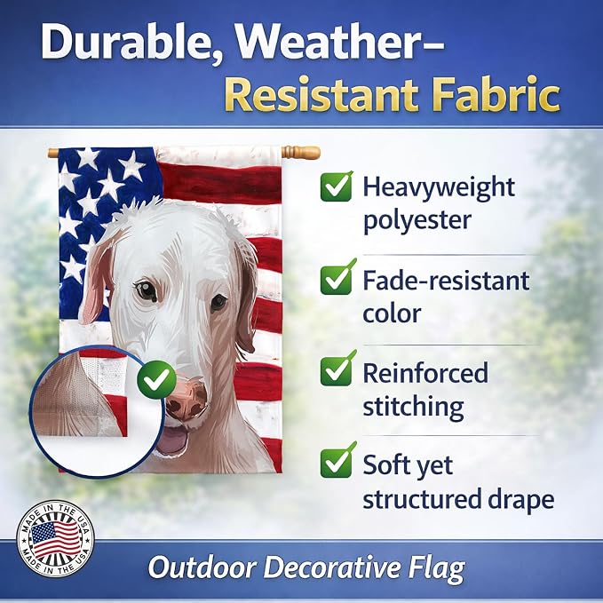 Caroline's Treasures CK6671CHF Rajapalayam Poligar hound American Flag House Flag Large Porch Sleeve Pole Decorative Outside Yard Banner Artwork Wall Hanging, Polyester, House Size, Multicolor