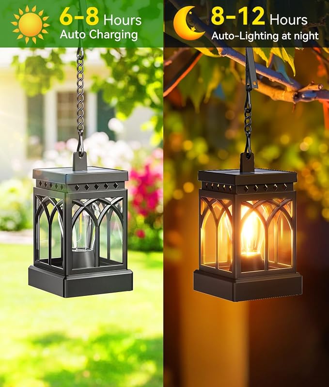KOOPER 6 Pack Solar Lanterns Outdoor Waterproof, Brighter Hanging Solar Lantern Lights for Outside, Auto ON/Off Lanterns Decorative Outdoor for Garden Table Yard Path Tree Patio Lawn Decor, Gifts