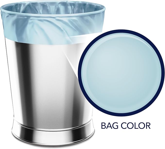 Color Scents Small Trash Bags - 4 Gallon, 60 Bags(60 Count), Twist Tie - Light Blue Bag in Ocean Mist Scent with Microban (Pack of 2)