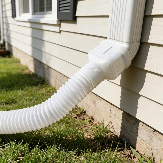 Prestantious 16.5ft Long Gutter Downspout Extensions, Downspout Extender Drainage Pipe for 2"×3" and 3"×4" Downspout, Outside Diameter 3.1 Inches, Pipe Stretched Length 16.5ft (White-1 pack)
