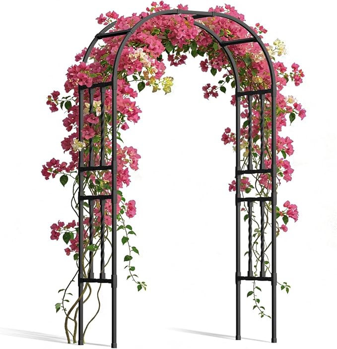 Square Tube Garden Arch Trellis 4.9x7.9FT,Metal Arbor for Climbing Plants,Outdoor Archway for Patio Lawn Backyard Wedding Ceremony