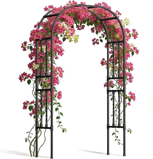 Square Tube Garden Arch Trellis 4.9x7.9FT,Metal Arbor for Climbing Plants,Outdoor Archway for Patio Lawn Backyard Wedding Ceremony