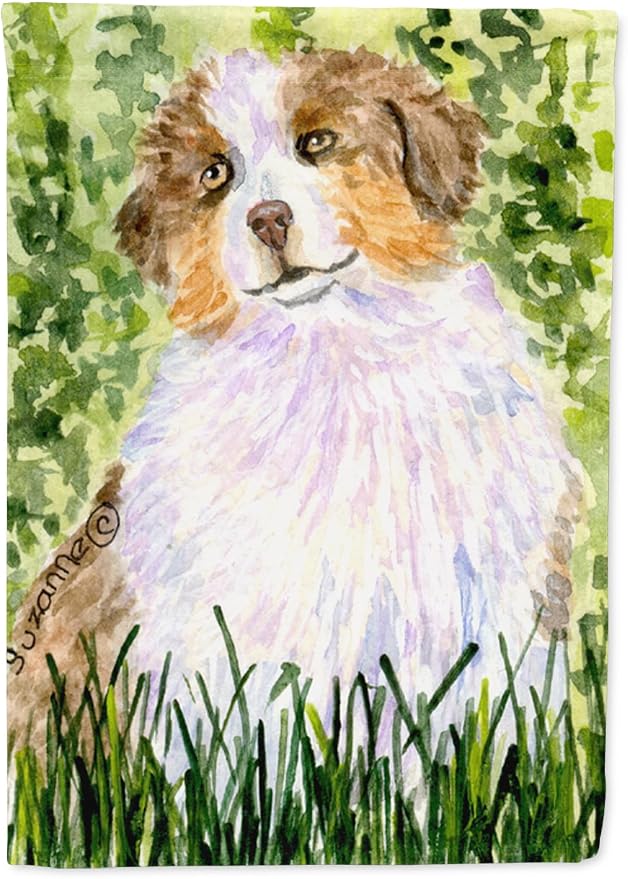 Caroline's Treasures SS8844GF Australian Shepherd Garden Flag Mailbox Flag Decorative Yard Flag Banner Outside Patio Artwork Yard Flower Beds, Garden Size, Multicolor