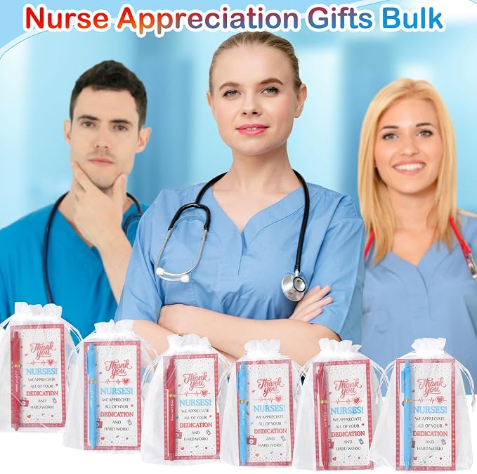 Marspark 30 Set Nurse Graduation Gift Bulk Nurses Ballpoint Pens and Greeting Cards with Bags Twist Ties for Nursing Student Medical Assistant Nurse Week Appreciation Hospital Clinic Staff Party Favor