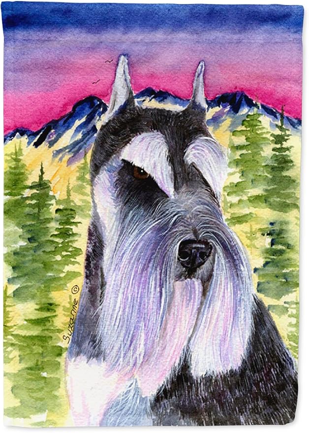 Caroline's Treasures SS8340GF Schnauzer Garden Flag Mailbox Flag Decorative Yard Flag Banner Outside Patio Artwork Yard Flower Beds, Garden Size, Multicolor