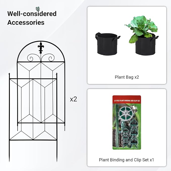 Metal Trellis Outdoor 70.8" x 19.5" - 2 Pack, Trellis for Climbing Plants Outdoor, Rustproof Metal Garden Trellis for Vine Cucumbers, Vegetables, Flower Support