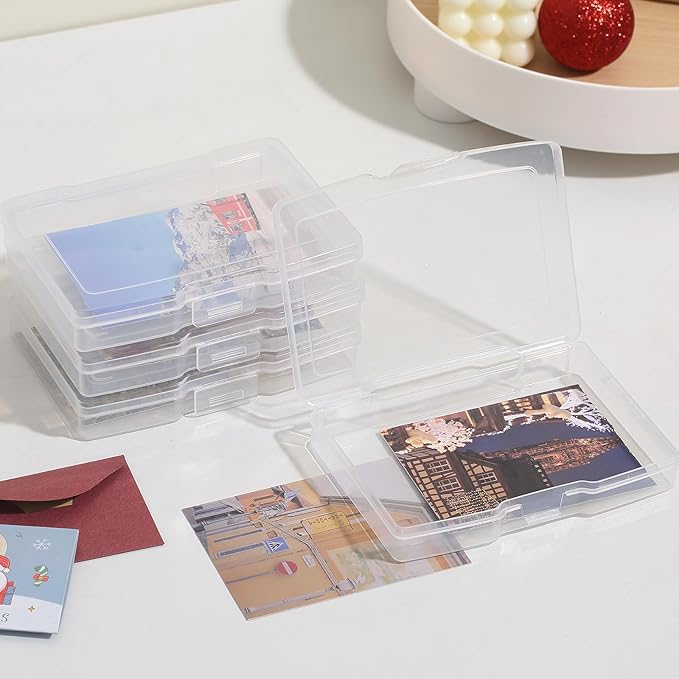 novelinks 24 Pack 4"x6" Photo Storage Boxes and Picture Organizer (Clear) | Photo Organizers and Storage, Task Boxes for Special Education, Picture Box, Photo Storage Containers, Flash Card Holder