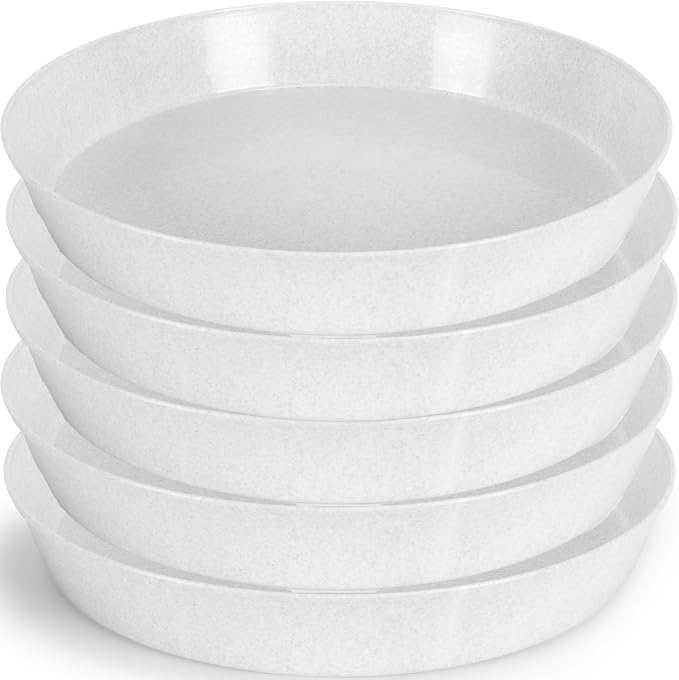 18 Inch (16.3 Inch Base) Case of 5 Plant Saucers | Polypropylene, Heavy Duty Indoor/Outdoor, Drip Pan & Tray, Collects Excess Water, Made in USA