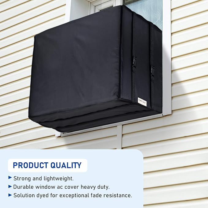 KylinLucky Window Air Conditioner Cover for Outside 27.5 x 25 x 19 inches | AC Cover with Water-Resistant Oxford Top, UV Resistant, Dust Protection, Black