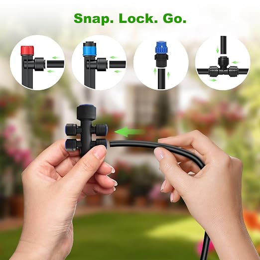 236FT Drip Irrigation System Kit New Quick-Connect, Automatic Garden Watering Misting System for Greenhouse, Yard, Lawn, Plant with 5/16 inch Hose 1/4 inch Distribution Tubing and Accessories