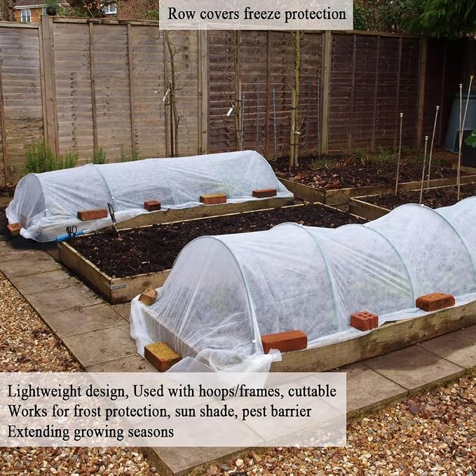 Frost Cloth Plant Freeze Protection, 7x100 Ft Floating Row Cover Fabric for Garden Beds, 0.9oz/yd² Frost Blanket for Outdoor Plants, Plant Covers for Winter Protection