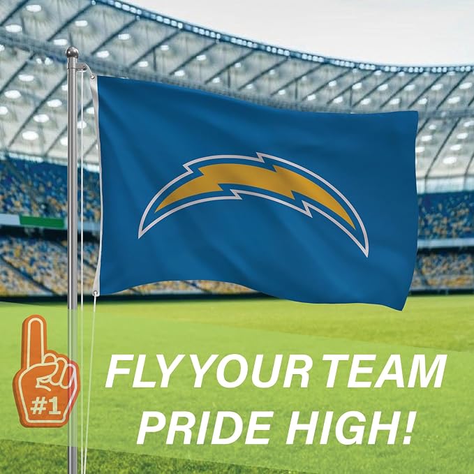 Team Sports America NFL Los Angeles Chargers 3 x 5 Outdoor Durable House Flag with Grommets | Sport Team Flag & Banner | Indoor Wall Decor Flag for Room | Works with Flag Poles for Outside House