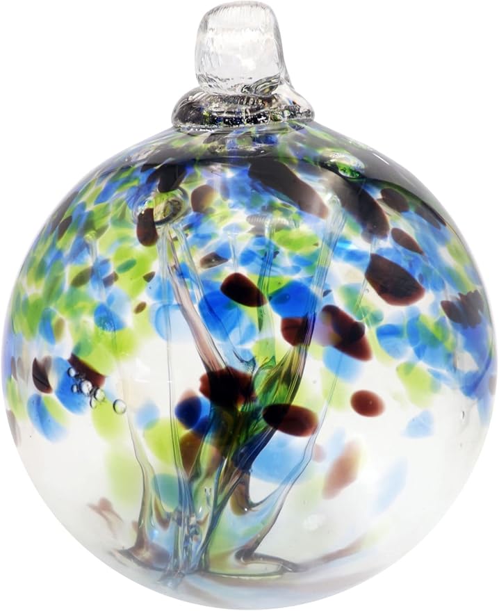 Dale Tiffany Hand Blown Glass, 4" Diameter Mystic, Tree of Life Collection, Witch Globe Hanging Garden Indoor/Outdoor Decorative Ornament Gazing Ball