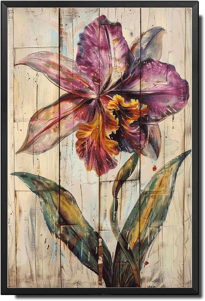 Metal Sign Tin Sign Vintage Wall Art Antique Exotica Orchid Tin Sign for Shabby Chic Interiors Rustic Elegance and Corrosion Resistant Tin Sign for Restaurant 6×8 Inches with Metal Frame