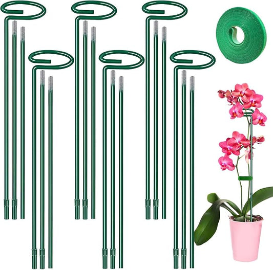 Plant Support Stakes 6 Pack, 12/24/36 Inch Heavy Duty Metal Plant Stakes, Adjustable Garden Plant Support Cages/Rings for Outdoor Indoor Plants, Plant Stick Support for Amaryllis Tomato Peony Orchid