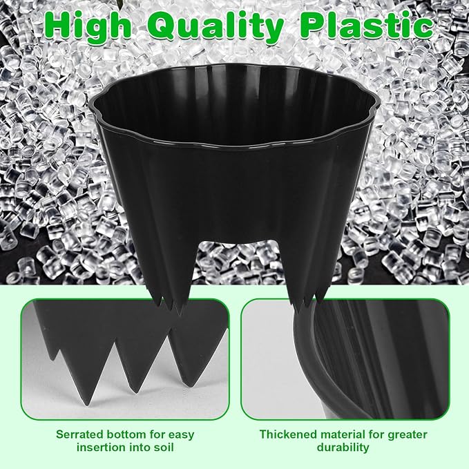 3 Pack of 12 Inch Planting Grow Rings, Planting Protective Round Garden Edging, Keeping Plants Separated, Weed Control and Directing Water to the Roots (12 Inch - 3 Pack - Black)