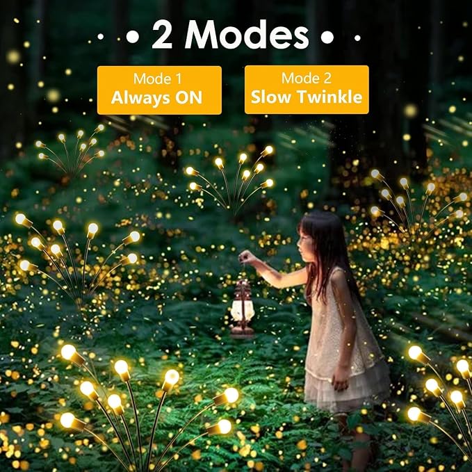 12-Pack Garden Solar Lights, 96 LED Solar Lights Outdoor for Garden Decor, Waterproof Firefly Light Outdoor (Sway by Wind), Swaying Light for Outside Yard Pathway Landscape Decorations (Warm White)