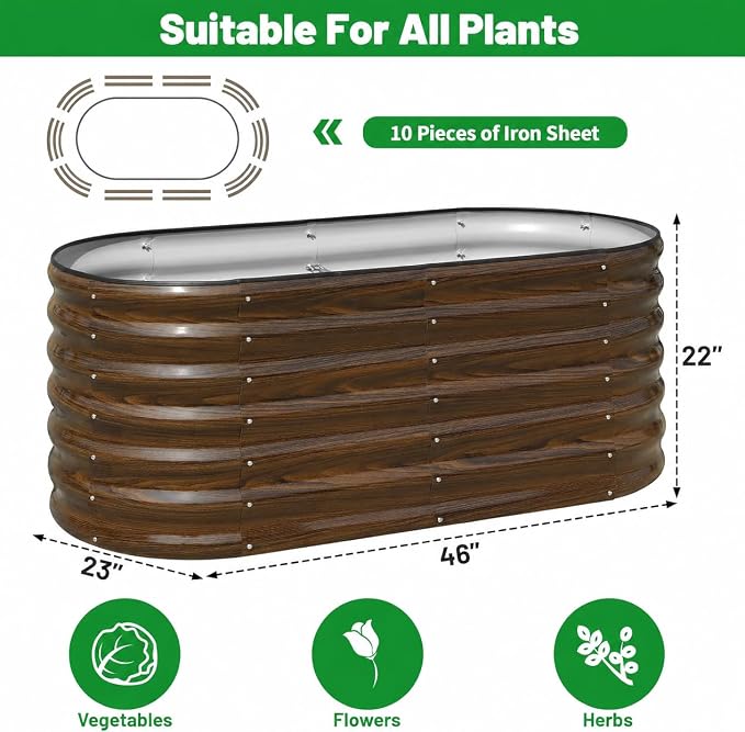 SnugNiture Galvanized Steel Raised Garden Bed Kit - 4x2x2 ft Large Metal Planter Box for Vegetables, Flowers, Herbs | Easy Assembly, Open Bottom Design