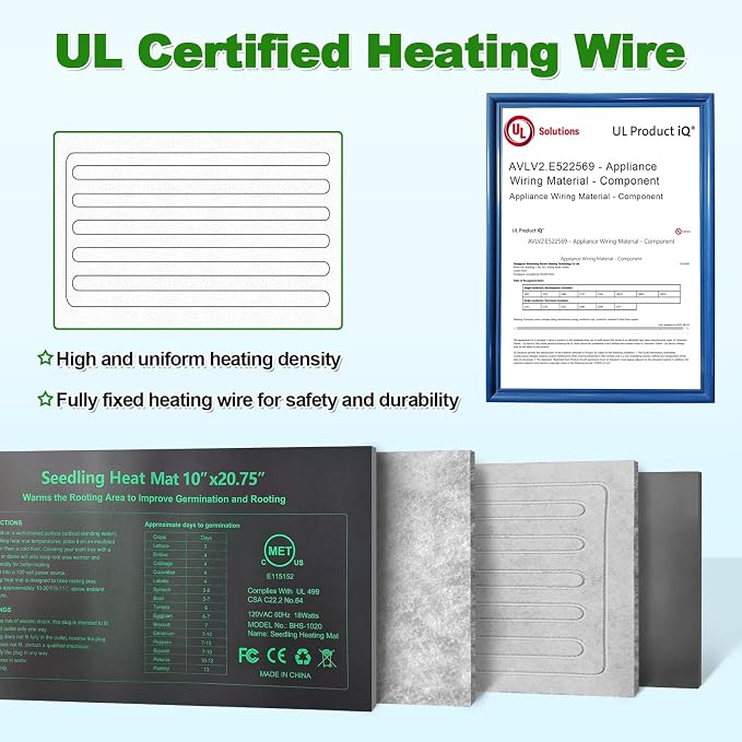 GOLOPET Seedling Heat Mat 6 Pack Dual Certified by MET and UL Plant Heating Mat Pad with Power Failure Protection Thermostatic Waterproof Suitable for Seedlings