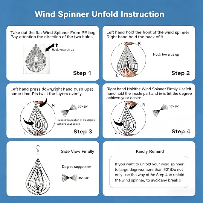 3D Water Drop Wind Spinners, Stainless Steel Hanging Reflective Spinner Set | Outdoor garden yard decor, bird deterrent, decorative gift for mom and women
