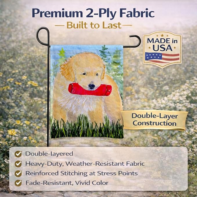 Caroline's Treasures SS8858GF Golden Retriever Garden Flag Mailbox Flag Decorative Yard Flag Banner Outside Patio Artwork Yard Flower Beds, Garden Size, Multicolor